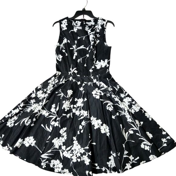 Grace Karin Dress Size Medium Black Floral Sleeveless Back Zip - Picture 1 of 12